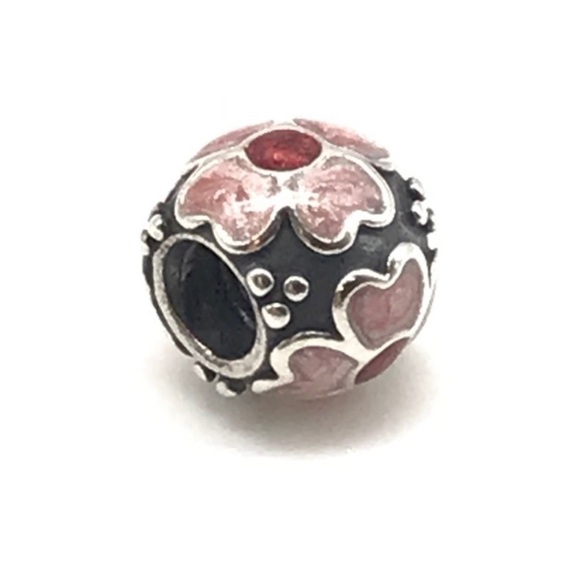Pandora Pink Enamel Daisy Flower Floral Rare Retired Bead Charm - Picture 5 of 5